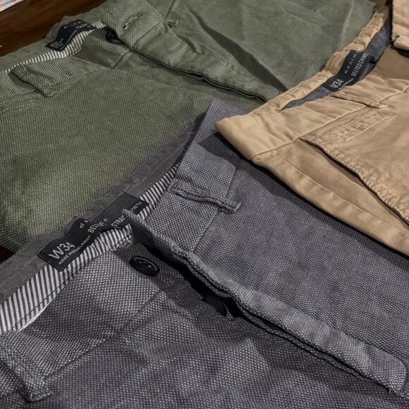 Set Of 3 Mens W34 Straight Fit Chinos By Denim Co. In Green Gray & Beige - Picture 5 of 16